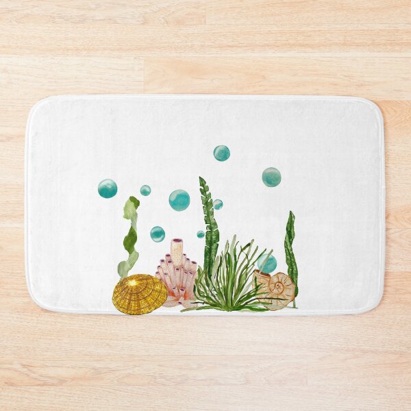 Item preview, Seaweed coral shell bubbles a watercolor sketch designed and sold by Yana Mustafina | Boho Soulful Designs.