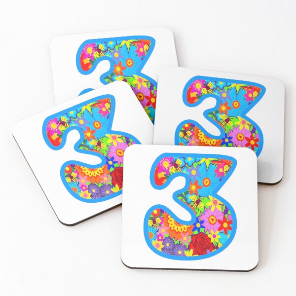 Item preview, Blue Psychedelic Floral Number 3 | Colorful Birthday Art designed and sold by Vividality.