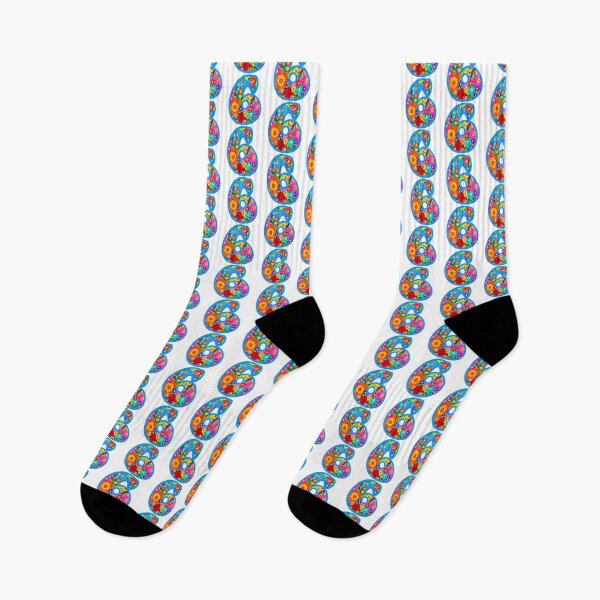 Item preview, Blue Psychedelic Floral Number 6 | Colorful Birthday Art designed and sold by Vividality.