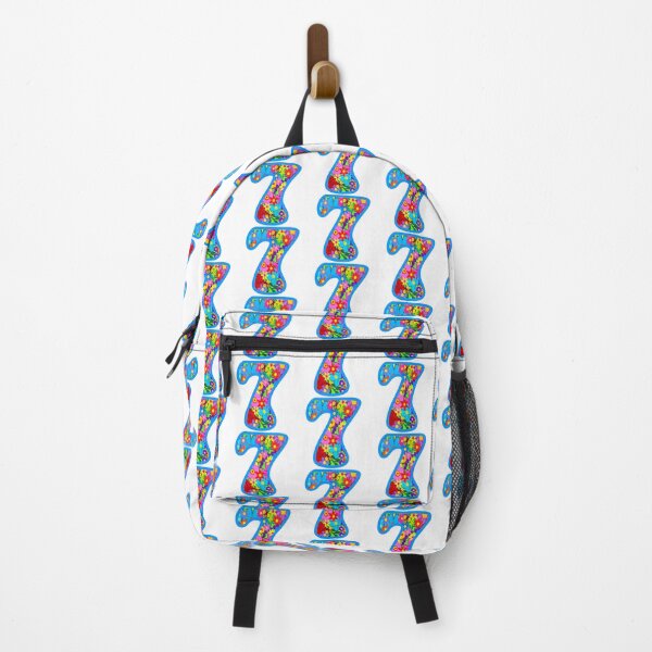 Item preview, Blue Psychedelic Floral Number 7 | Colorful Birthday Art designed and sold by Vividality.