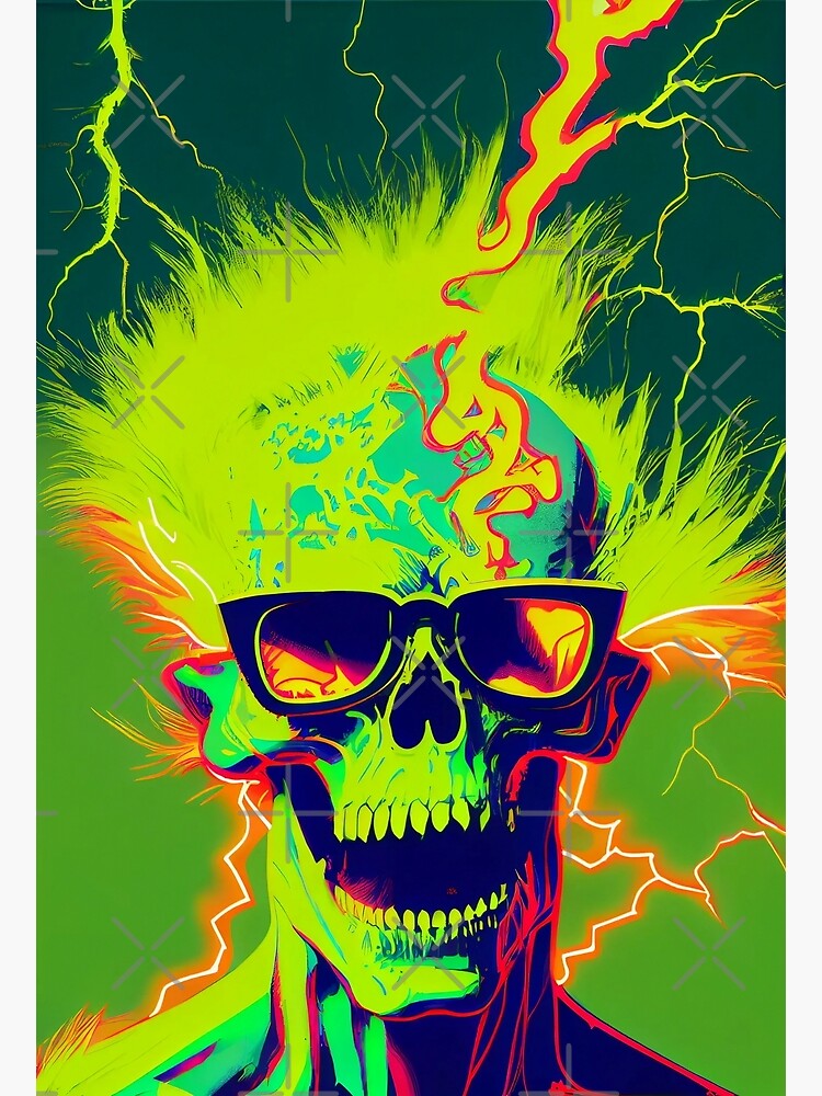 neon skull painting