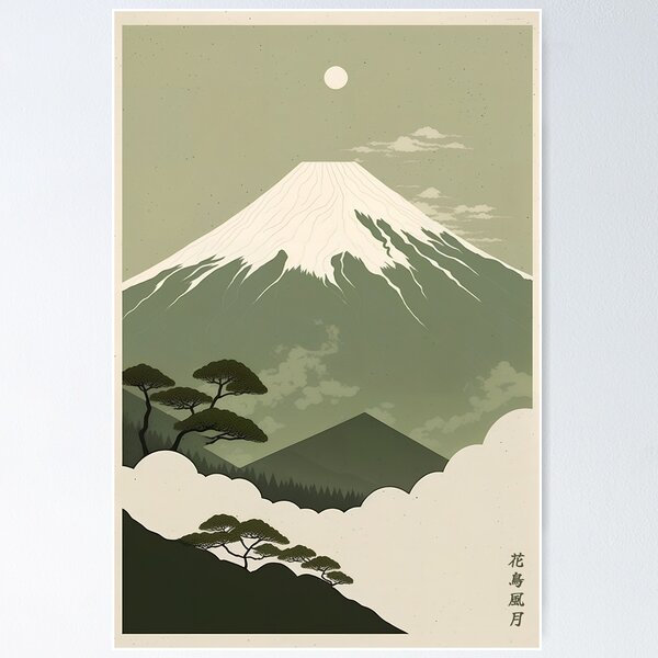 Item preview, Japandi Sage Green Mt. Fuji: A Modern Minimalist Design Inspired by Nature designed and sold by Torii Studio.