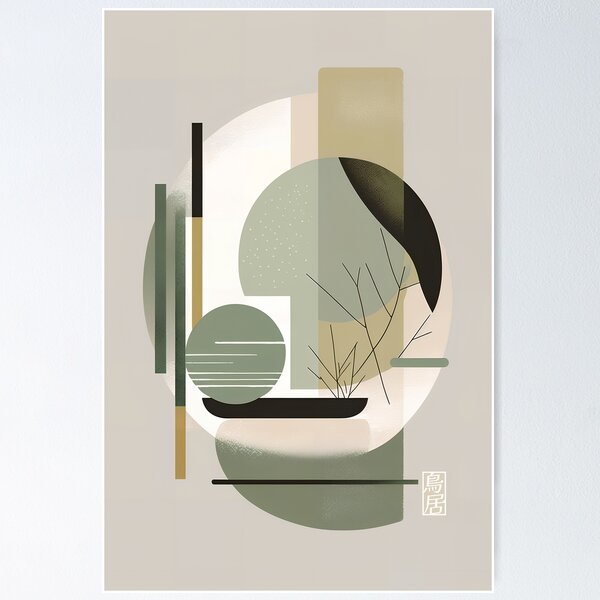 Item preview, Sage Green Japandi Geometric Abstract Art designed and sold by Torii Studio.