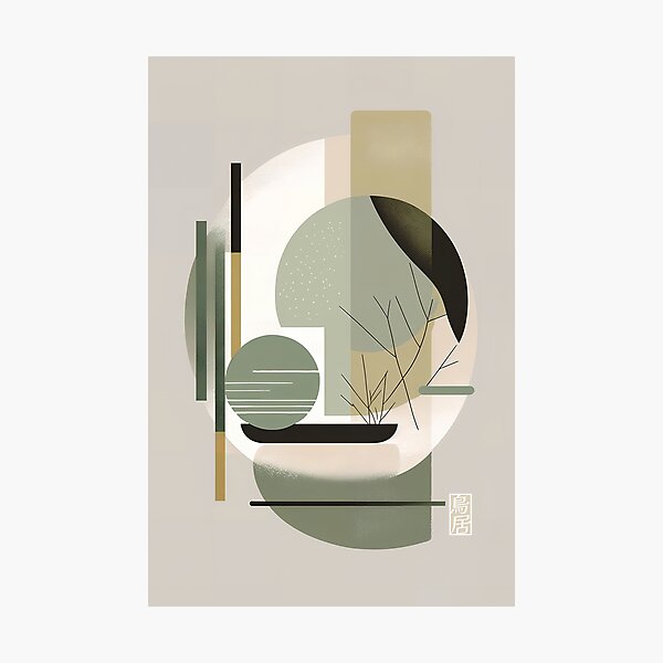 Item preview, Sage Green Japandi Geometric Abstract Art designed and sold by Torii Studio.