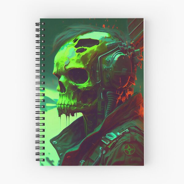 Item preview, Post-Apocalyptic Pilot: Ultra Detailed Skull Portrait - Cyberpunk Neon Green Fusion Concept Art designed and sold by ZickDezine.