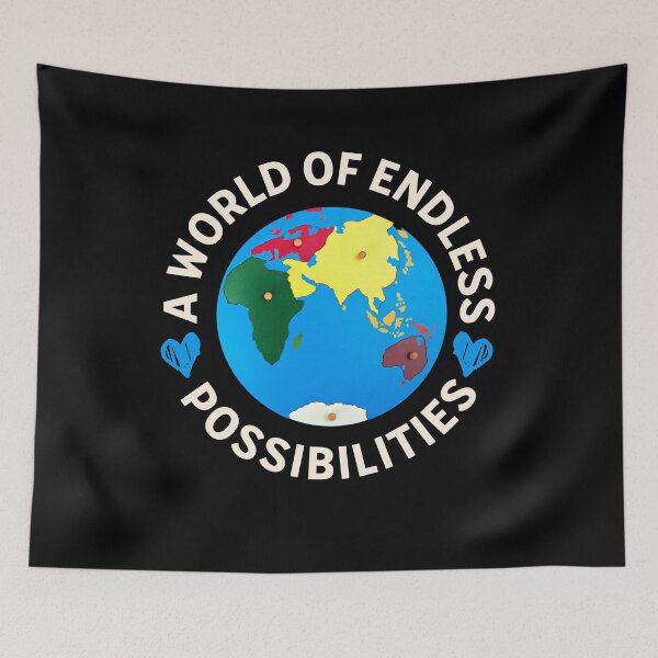 Item preview, A World Of Endless Possibilities Montessori Quote designed and sold by SiYDesigns.