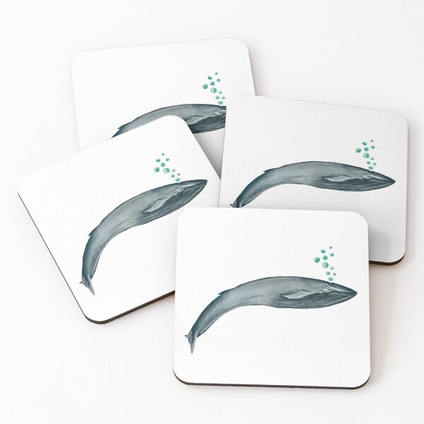 Item preview, Whale blue bubbles ocean a watercolor illustration designed and sold by Yana Mustafina | Boho Soulful Designs.
