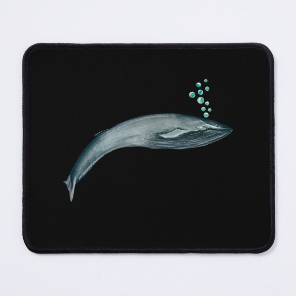 Item preview, Whale blue bubbles ocean a watercolor illustration black designed and sold by Yana Mustafina | Boho Soulful Designs.