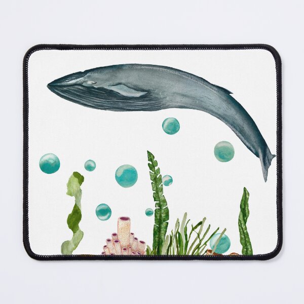 Item preview, Seaweed shell coral whale bubbles reef watercolor  designed and sold by Yana Mustafina | Boho Soulful Designs.