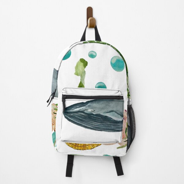 Item preview, Seaweed shell coral whale bubbles reef watercolor designed and sold by Yana Mustafina | Boho Soulful Designs.