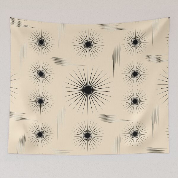 Item preview, Modern Geometric Sun Black and Beige Pattern designed and sold by SoccaTamam.