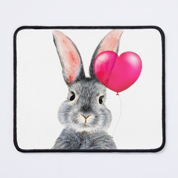 Item preview, Watercolor grey bunny with the bright pink bubble heart designed and sold by MaryWatercolor.