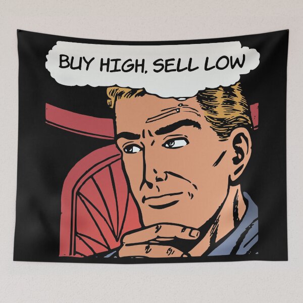 Item preview, 'Buy High, Sell Low' Bad Investing Decisions - Funny Retro Comic Book designed and sold by Ridiculam Toga.