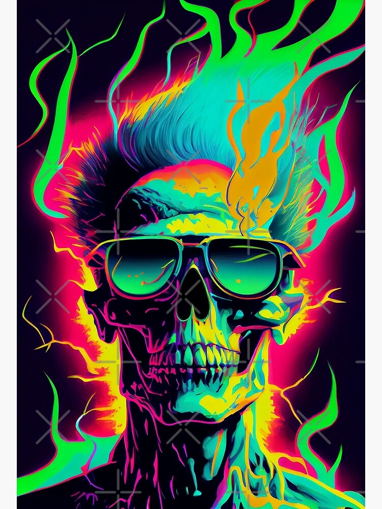 Shock Art - Glowing Neon Skull with Sunglasses - Shock Art Neon 