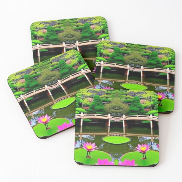 Item preview, Absolutely amazing white Japanese Waters nestled in the amazing pool with beautiful flowers,with the lush green mountains in the background  designed and sold by Tiannalaw.