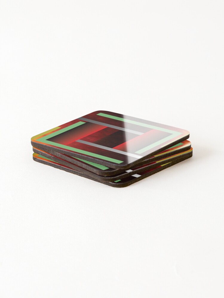 Thumbnail 4 of 5, Coasters (Set of 4), Abstract Aesthetic Rectangle Pattern designed and sold by RGSMOOTHFINGER.