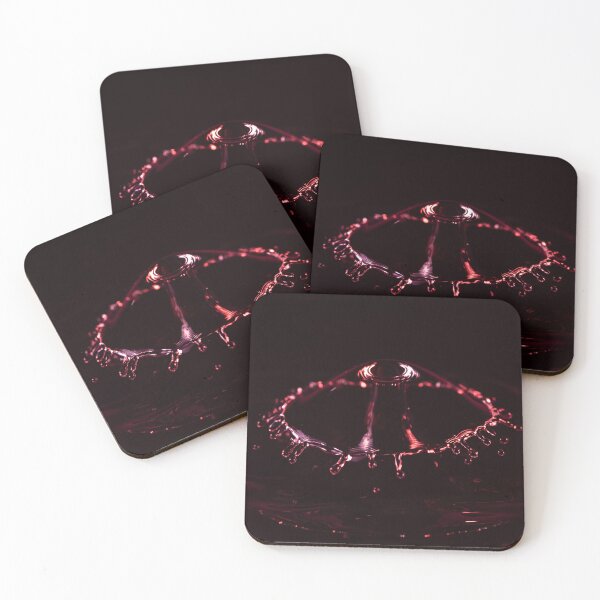 Item preview, Colliding droplets bathed in pink and red light designed and sold by BirdnestMedia.