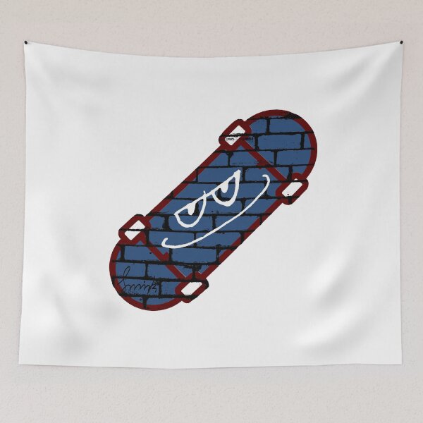 Item preview, Smirk Blue Graffiti Brick Wall Skateboard designed and sold by efoze.