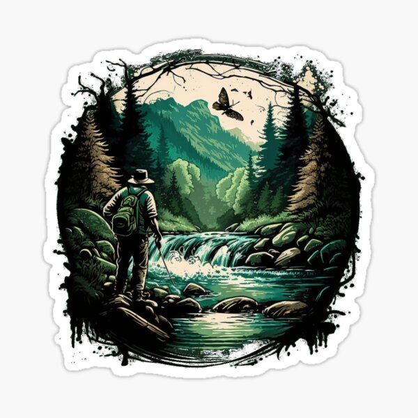 Fly Fishing Serenity Stream Sticker for Sale by PixelApx