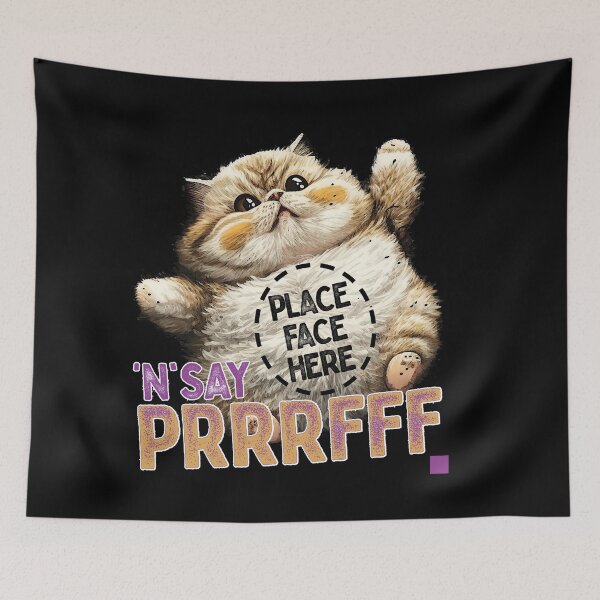 Item preview, place face here and say prrrfff, cat belly cuteness, fluffy cat designed and sold by themoniae.