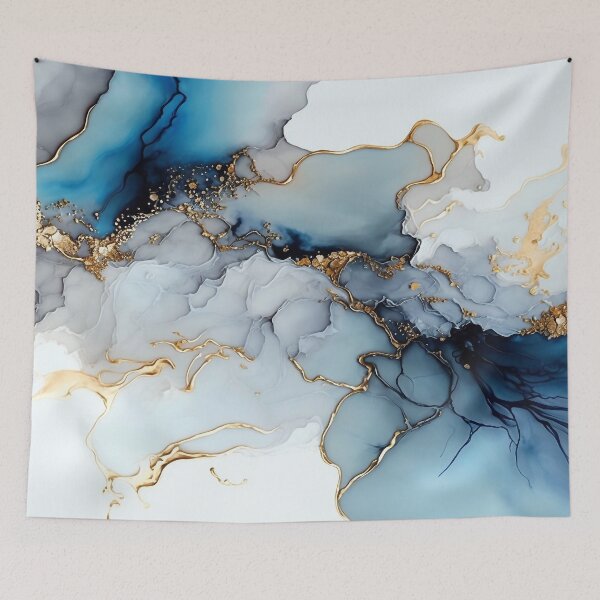 Item preview, White and Gold Sea - Abstract Alcohol Ink Resin Art designed and sold by inkvestor.