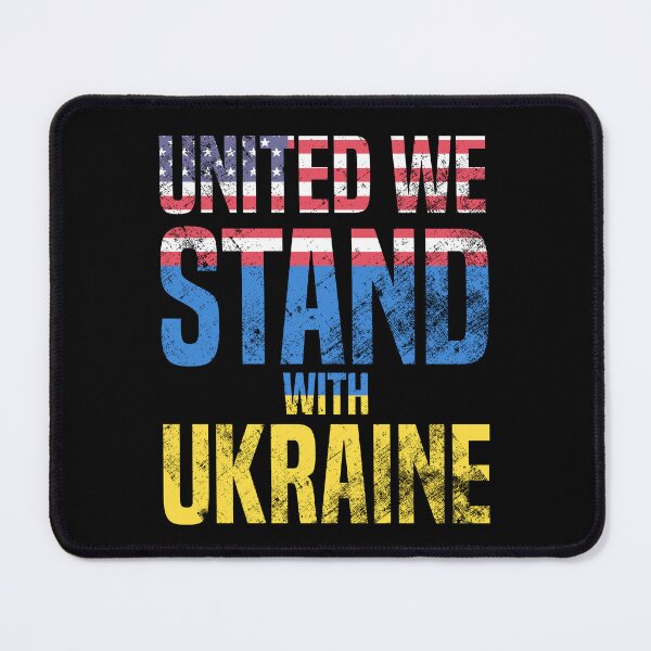 Item preview, Ukraine Support - United We Stand With Ukraine - USA Flag and Blue and Yellow Text on Black - UkrainianFlag designed and sold by GodsFlagFandom.