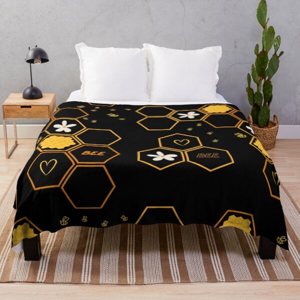 Item preview, Honeycomb Pattern in Black and Yellow Cute Bee House designed and sold by SoccaTamam.