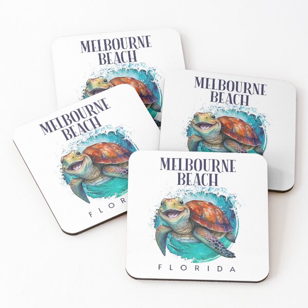 Item preview, Melbourne Beach Florida Watercolor Happy Sea Turtle designed and sold by grendelfly73.
