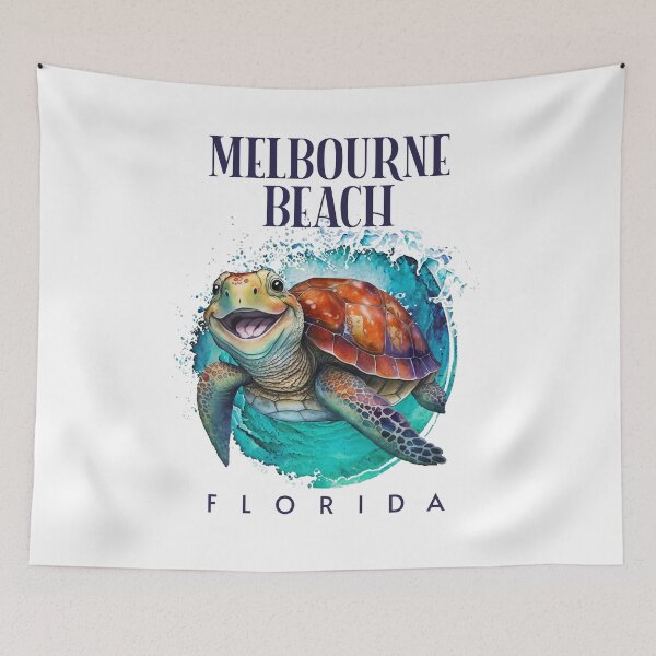 Item preview, Melbourne Beach Florida Watercolor Happy Sea Turtle designed and sold by grendelfly73.