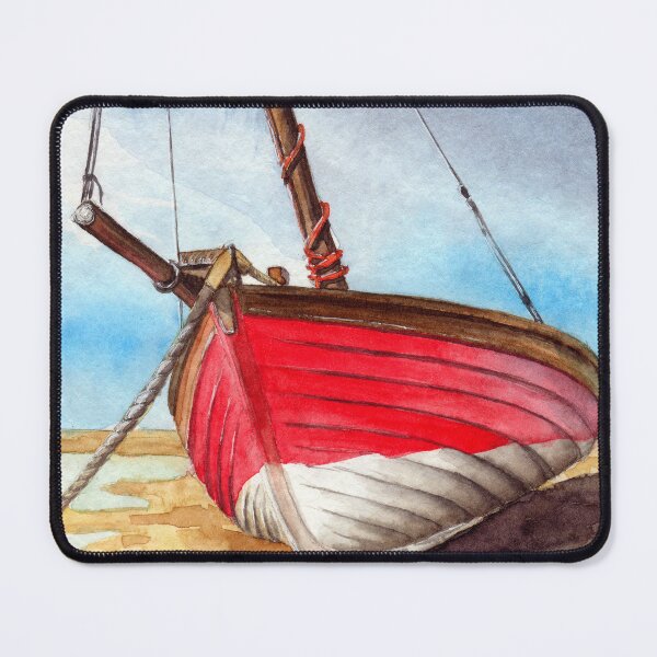 Item preview, Watercolor red fishing boat designed and sold by MaryWatercolor.