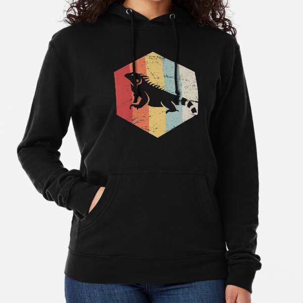 Retro Vintage Iguana Lizard Icon Lightweight Hoodie