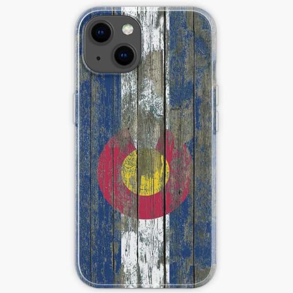 Flag of Colorado on Rough Wood Boards Effect iPhone Soft Case