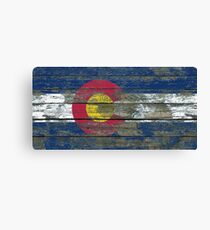 Flag of Colorado on Rough Wood Boards Effect Canvas Print