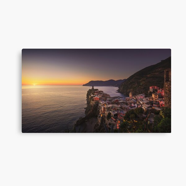 Vernazza village and setting sun. Cinque Terre Canvas Print