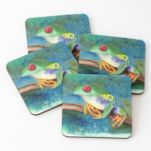 Item preview, Watercolor illustration of funny colorful frog designed and sold by MaryWatercolor.
