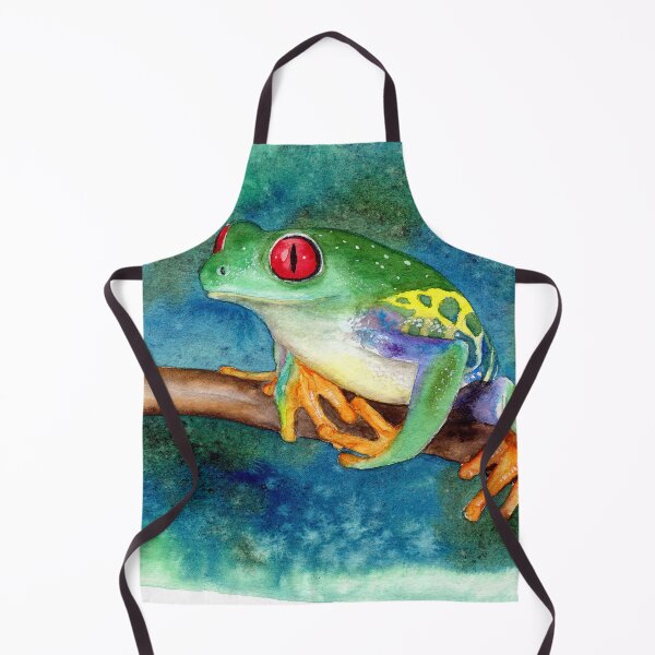 Item preview, Watercolor illustration of funny colorful frog designed and sold by MaryWatercolor.