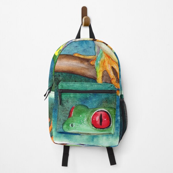 Item preview, Watercolor illustration of funny colorful frog designed and sold by MaryWatercolor.
