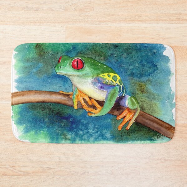 Item preview, Watercolor illustration of funny colorful frog designed and sold by MaryWatercolor.