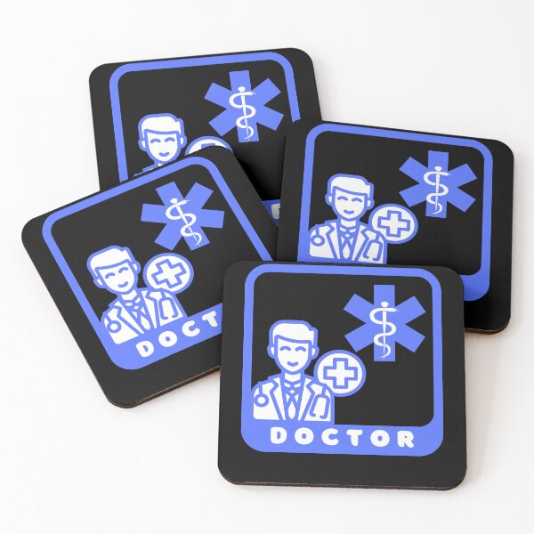 Item preview, Doctor symbol do no harm rod of Asclepius in blue medical cross on black designed and sold by Lady-Frost.