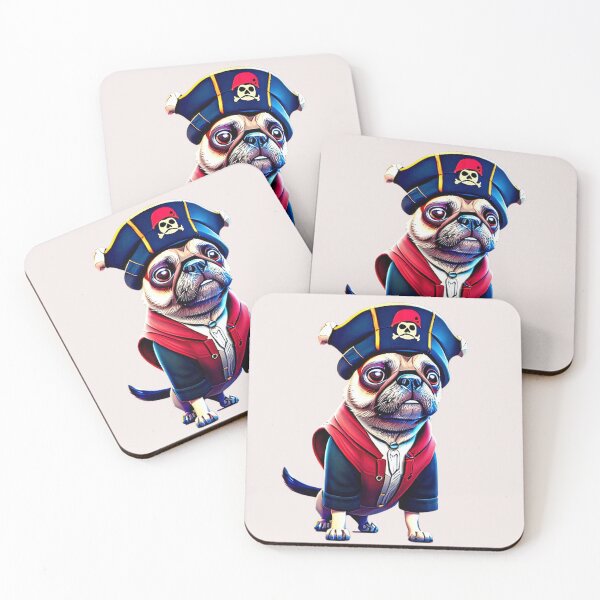 Item preview, Cute Pug in Pirate Hat - Adorable Pug with Tiny Pirate Hat Costume designed and sold by Pawsitive Palette.