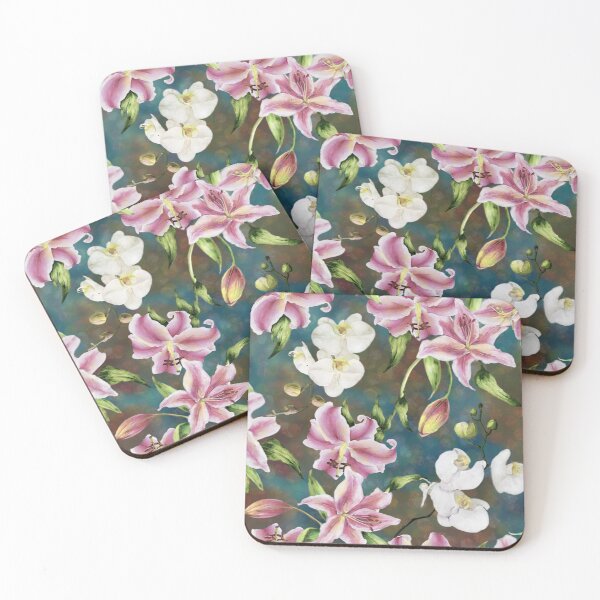 Item preview, Pink Lilies and White Orchids Repeated Pattern Design  designed and sold by Tina Veenstra.