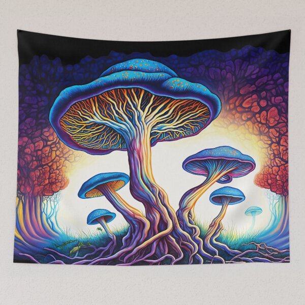 Item preview, Trippy Mushroom Tapestry, Mushroom Tapestry, Wall Hanging Tapestry, Room Decoration Tapestry, Trance Party Tapestry designed and sold by Shmueli Bell.