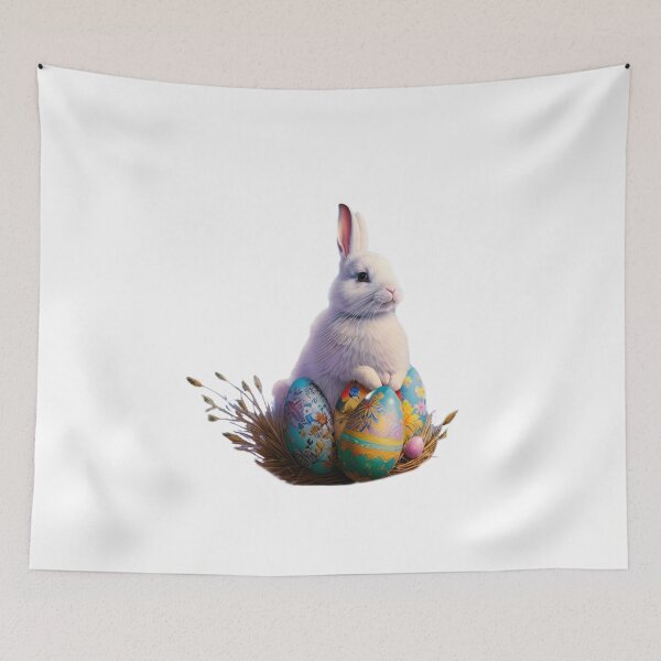 Item preview, Colorful Festive Easter Eggs Easter Bunny Spring Flowers Version 65 designed and sold by DreamingAwake1.