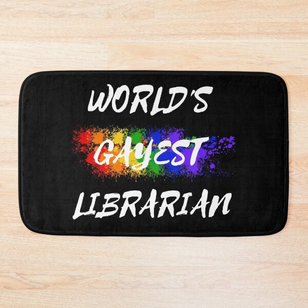 Item preview, World's Gayest Librarian LGBT Humor With Rainbow Colors For Proud Gay Librarians In Black designed and sold by LuckyKermit.