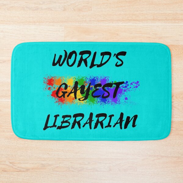 Item preview, World's Gayest Librarian LGBT Humor With Rainbow Colors For Proud Gay Librarians In Cyan designed and sold by LuckyKermit.