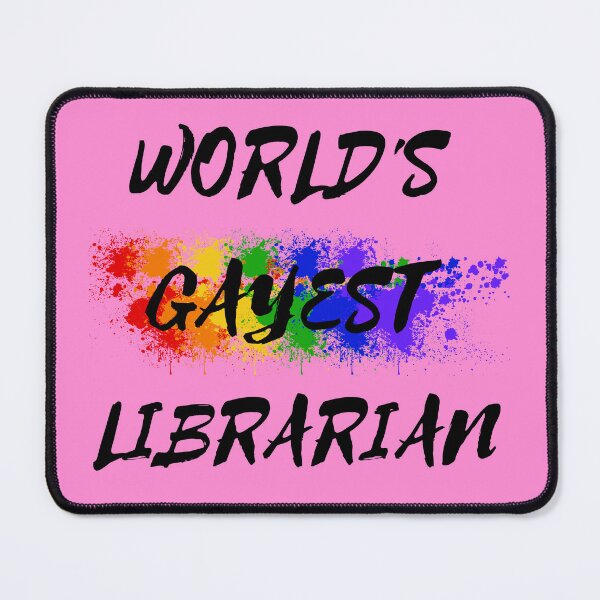 Item preview, World's Gayest Librarian LGBT Humor With Rainbow Colors For Proud Gay Librarians In Pink designed and sold by LuckyKermit.