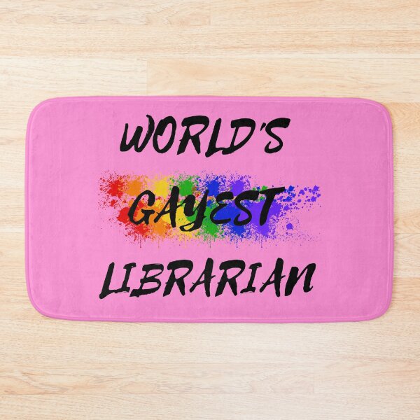 Item preview, World's Gayest Librarian LGBT Humor With Rainbow Colors For Proud Gay Librarians In Pink designed and sold by LuckyKermit.
