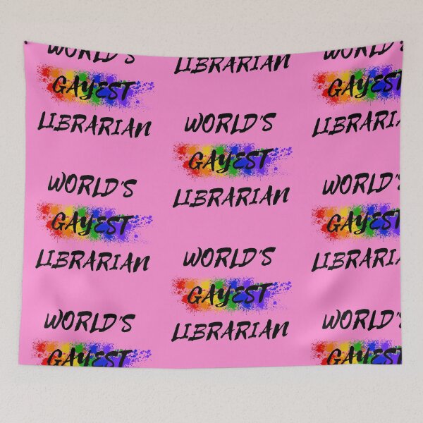 Item preview, World's Gayest Librarian LGBT Humor With Rainbow Colors For Proud Gay Librarians In Pink designed and sold by LuckyKermit.