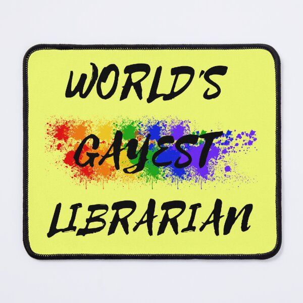 Item preview, World's Gayest Librarian LGBT Humor With Rainbow Colors For Proud Gay Librarians In Yellow designed and sold by LuckyKermit.