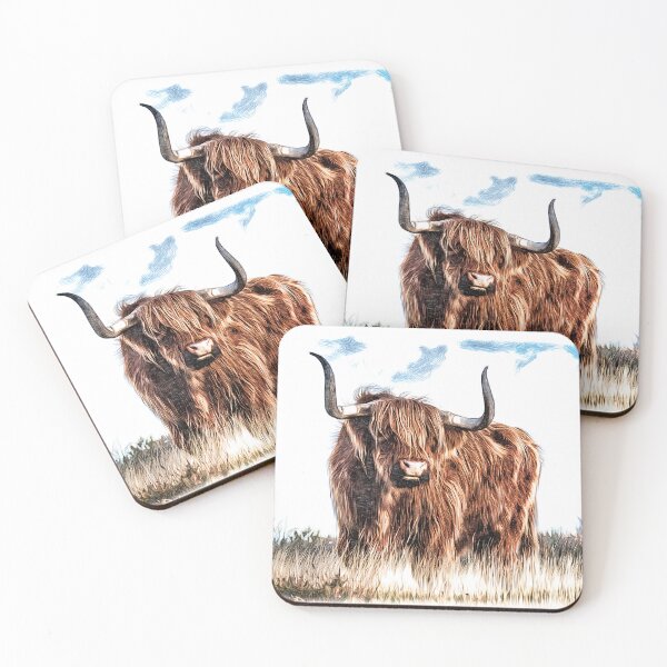 Item preview, Highland cow , Scottish Hairy Bull in field  designed and sold by Inktown.